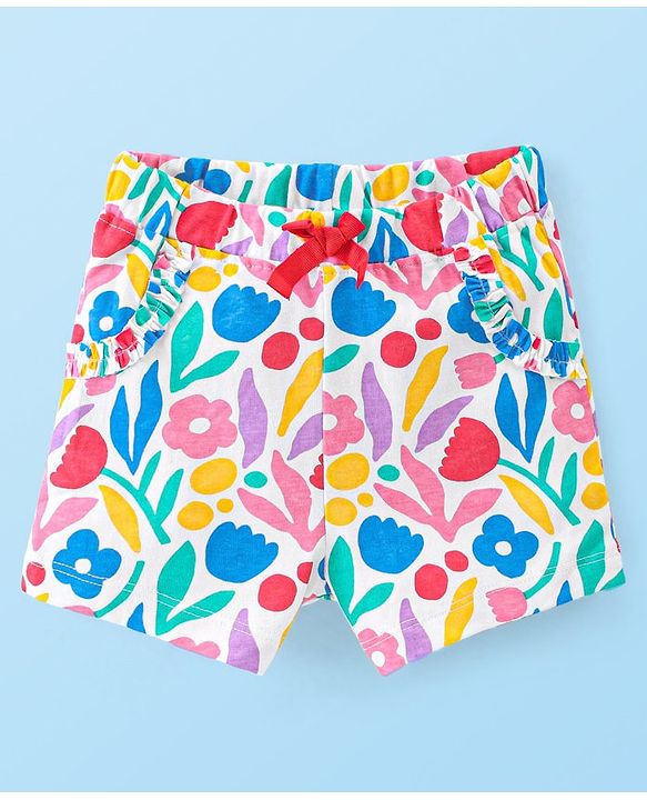 Babyhug Single Jersey Knit Mid Thigh Shorts with Polka Dot Print Pack of 2- Multicolor