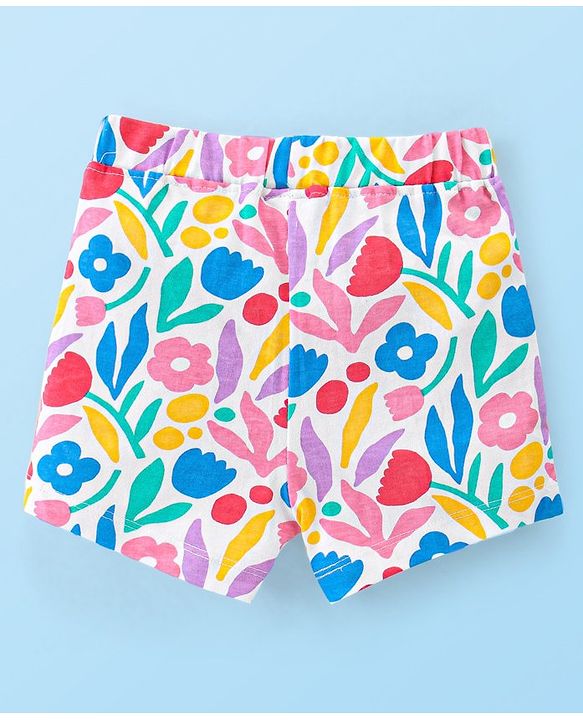 Babyhug Single Jersey Knit Mid Thigh Shorts with Polka Dot Print Pack of 2- Multicolor