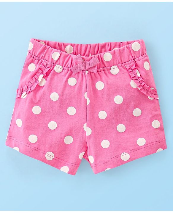 Babyhug Single Jersey Knit Mid Thigh Shorts with Polka Dot Print Pack of 2- Multicolor