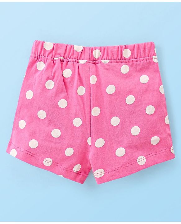 Babyhug Single Jersey Knit Mid Thigh Shorts with Polka Dot Print Pack of 2- Multicolor