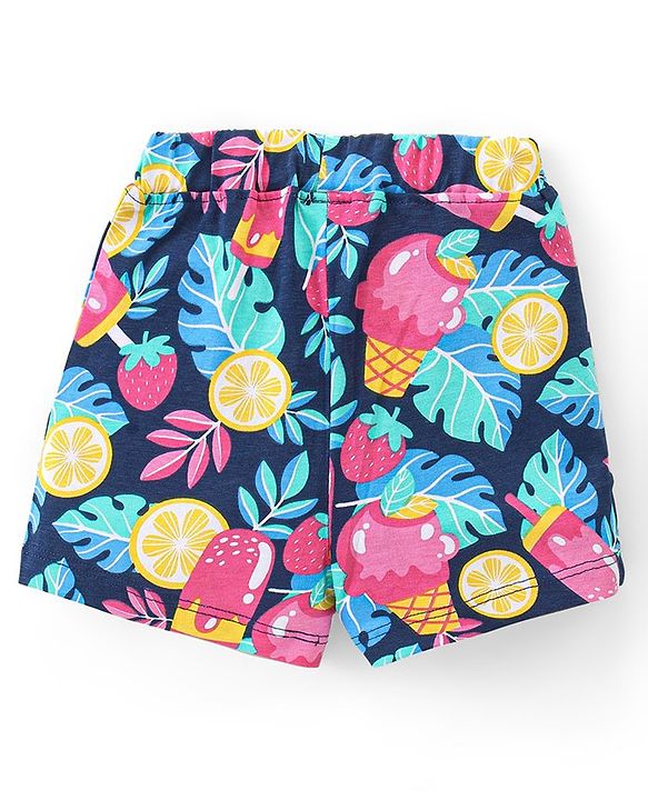 Babyhug Cotton Knit Mid Thigh Shorts with Polka Dot Print Pack of 2- Multicolor