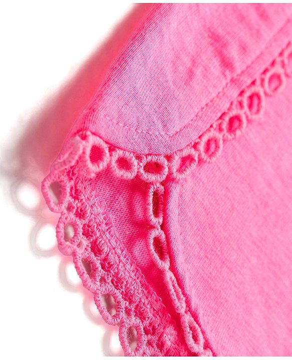 Babyhug Single Jersey Knit Mid Thigh Shorts with Bow Applique - Pink