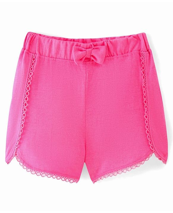 Babyhug Single Jersey Mid Thigh Shorts with Bow Applique - Pink
