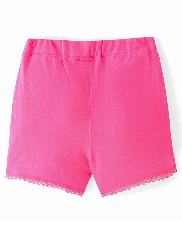 Babyhug Single Jersey Mid Thigh Shorts with Bow Applique - Pink
