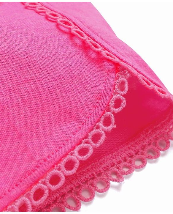 Babyhug Single Jersey Mid Thigh Shorts with Bow Applique - Pink