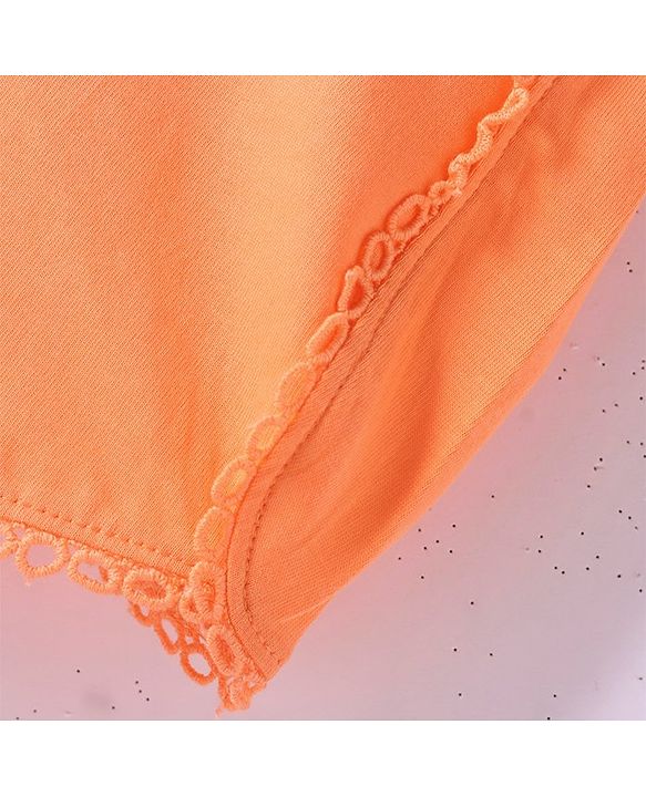 Babyhug Single Jersey Knit Mid Thigh Length Shorts With Text Print - Orange