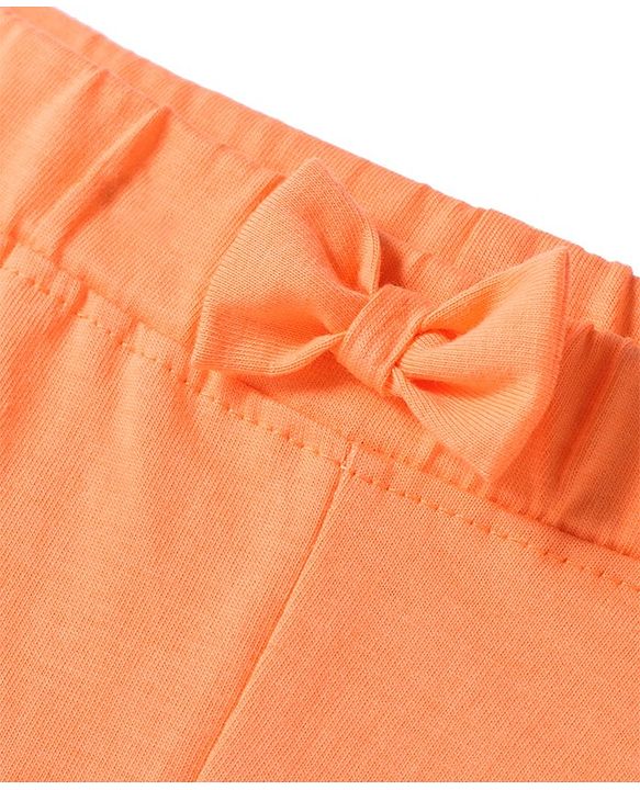 Babyhug Single Jersey Knit Mid Thigh Length Shorts With Text Print - Orange
