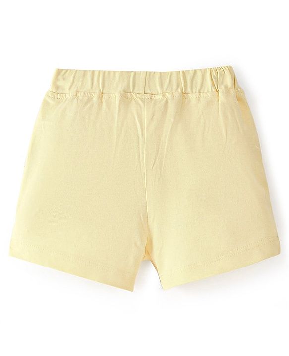 Babyhug Single Jersey Mid Thigh Length Shorts With Star Print - Yellow