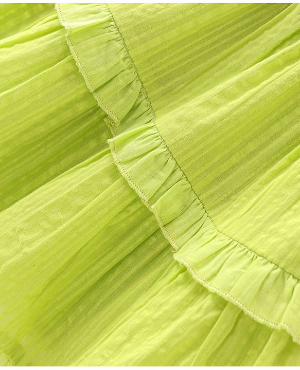 Babyhug 100% Cotton Woven Sleeveless Frock with Floral Applique - Green