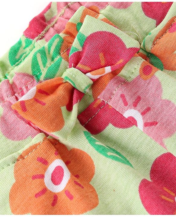 Babyhug Single Jersey Knit Mid Thigh Length Floral Printed Shorts - Yellow