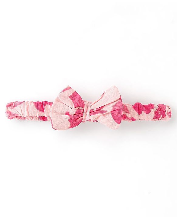 Babyhug Rayon Woven Sleeveless Frock With Headband Floral Print - Pink