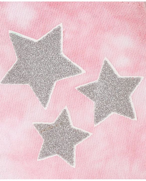 Babyhug Cotton Looper Mid Thigh Shorts With Foil Star Print - Pink