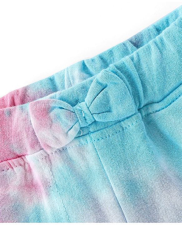 Babyhug Cotton Looper Knit Mid Thigh Smiley Printed Tie & Dye Shorts - Multicolour