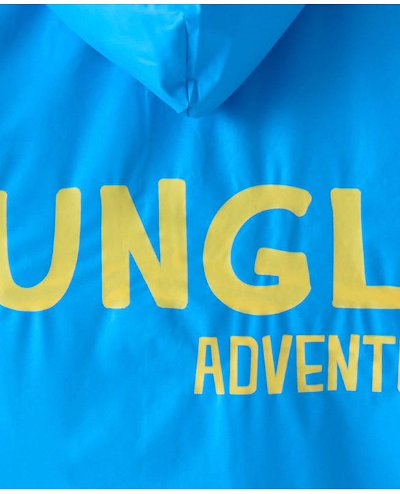 Babyhug Full Sleeves Knee Length Raincoat Lion Roar Print - Sky Blue