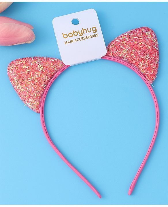 Babyhug Glitter Ears Applique Hair Band - Fuchsia