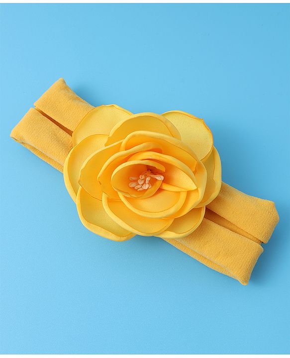 Babyhug Free Size Headbands With Flower Applique Pack of 3 - Yellow Pink & Purple