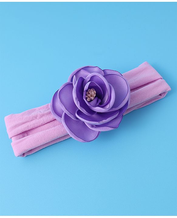 Babyhug Free Size Headbands With Flower Applique Pack of 3 - Yellow Pink & Purple
