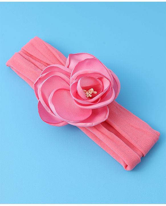 Babyhug Free Size Headbands With Flower Applique Pack of 3 - Yellow Pink & Purple