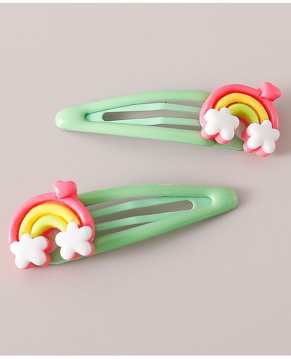 Babyhug Free Size Snap Clips with Rainbow Applique Pack of 10 - Multicolor