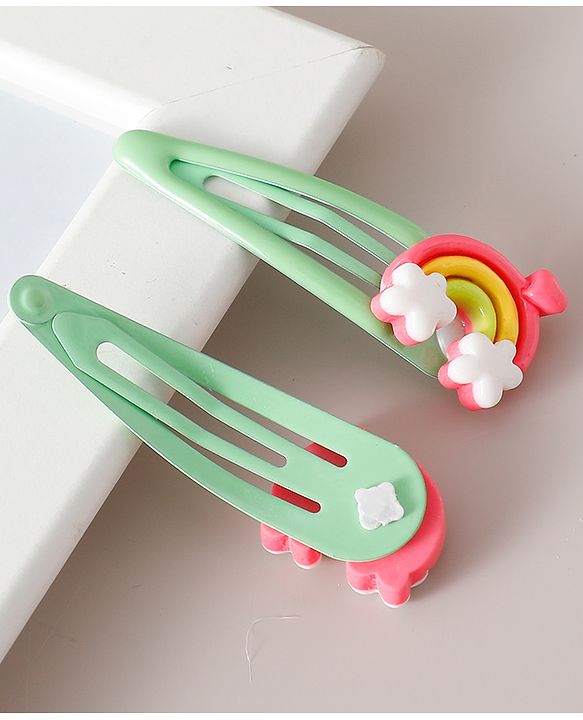 Babyhug Free Size Snap Clips with Rainbow Applique Pack of 10 - Multicolor