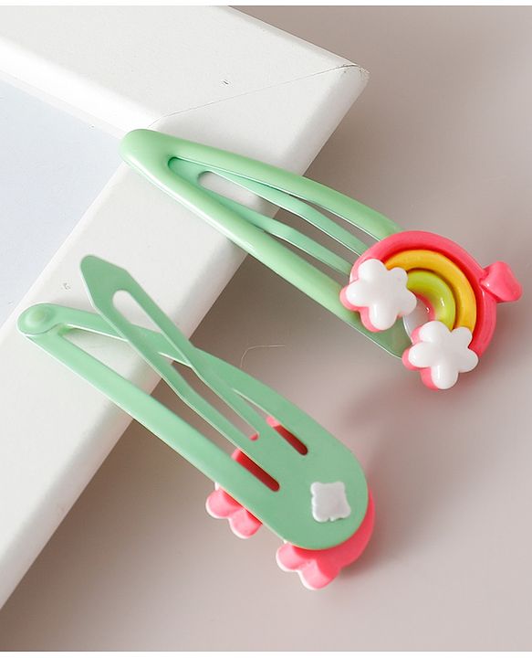 Babyhug Free Size Snap Clips with Rainbow Applique Pack of 10 - Multicolor
