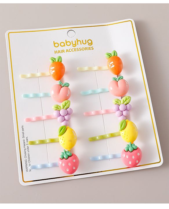 Babyhug Hair Pins And Clips Pack of 10 -Multicolor