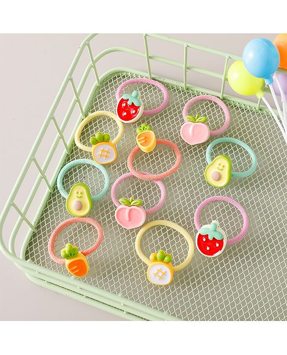 Babyhug Rubber Bands & Scrunchies Sets Pack of 10 -multicolor
