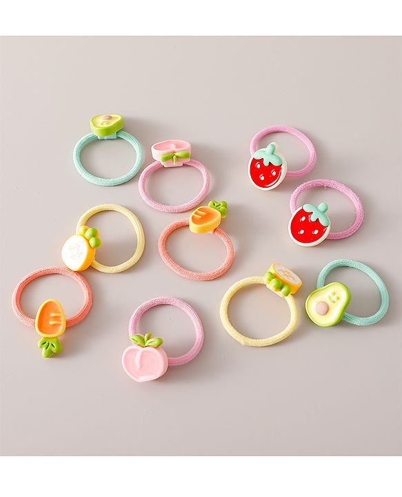 Babyhug Rubber Bands & Scrunchies Sets Pack of 10 -multicolor
