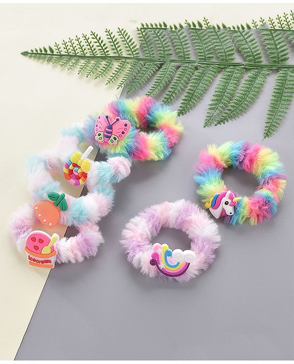 Babyhug Free Size Rubber Bands & Scrunchies Sets with Applique Pack of 6 - Multicolor