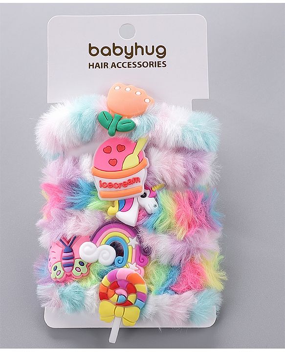 Babyhug Free Size Rubber Bands & Scrunchies Sets with Applique Pack of 6 - Multicolor
