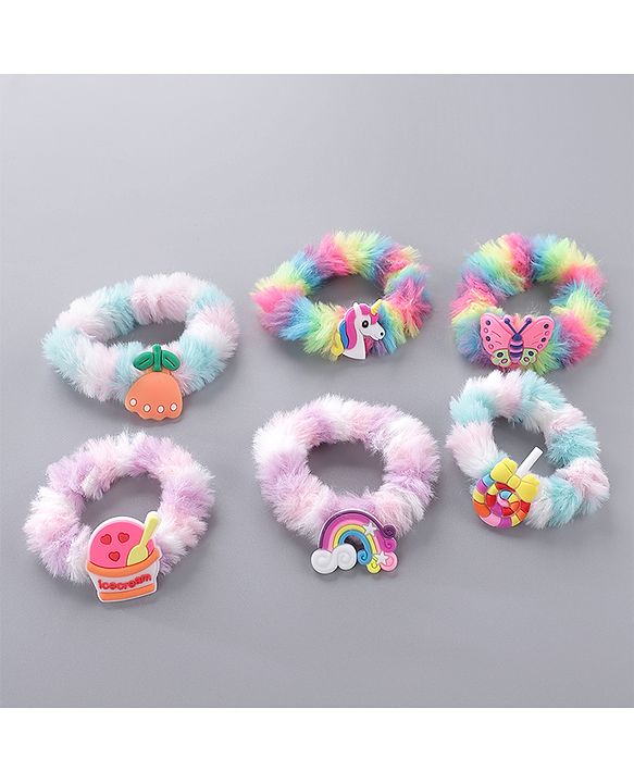 Babyhug Free Size Rubber Bands & Scrunchies Sets with Applique Pack of 6 - Multicolor