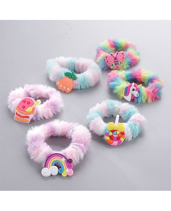 Babyhug Free Size Rubber Bands & Scrunchies Sets with Applique Pack of 6 - Multicolor