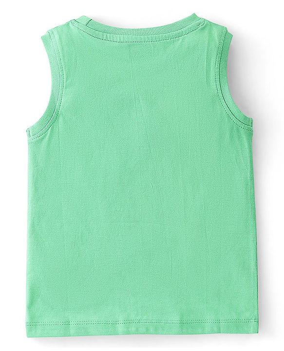 Babyhug Cotton Sleeveless T-Shirt With Zebra Graphics - Green