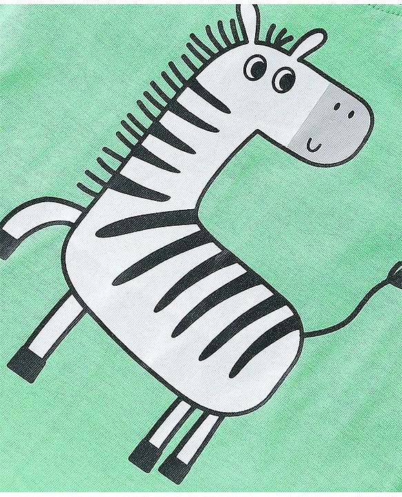 Babyhug Cotton Sleeveless T-Shirt With Zebra Graphics - Green