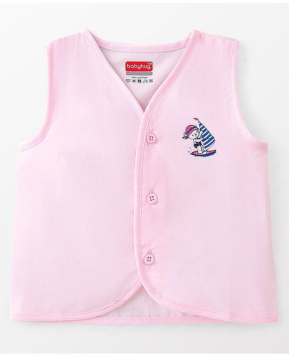 Babyhug 100% Cotton Sleeveless Jhabla Heart Print  Pack of 3 - Multicolour