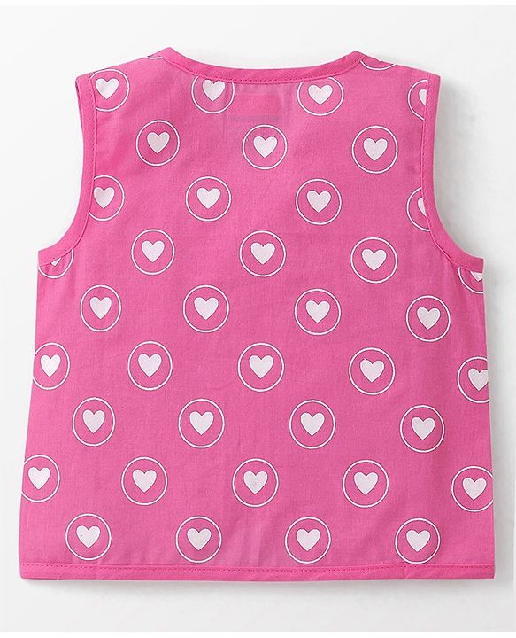Babyhug 100% Cotton Sleeveless Jhabla Heart Print  Pack of 3 - Multicolour