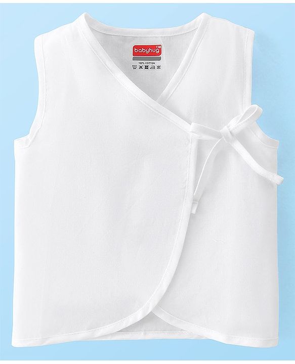 Babyhug 100% Cotton Woven Side Tie Knot Jhablas Pack of 3 - White