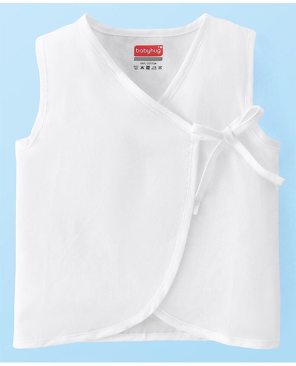 Babyhug 100% Cotton Woven Side Tie Knot Jhablas Pack of 3 - White