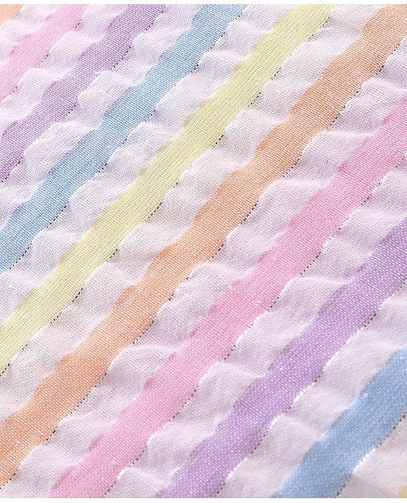 Babyhug Woven Sleeveless Front Open Striped  Top with Knot and Frill Detailing - Multicolour