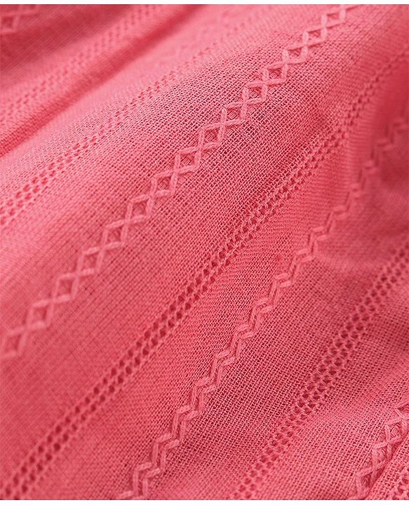 Babyhug 100% Cotton Woven Front Open Sleeveless Top with Frill Detailing - Pink