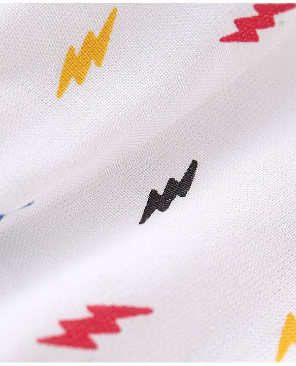 Babyhug Rayon Woven Front Open Half Sleeves Printed Top - White