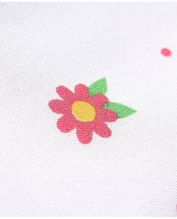 Babyhug Rayon Woven Half Sleeves Gathered Top with Frills & Floral Print - White