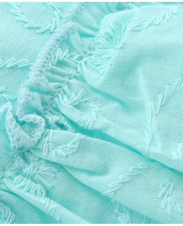 Babyhug 100% Cotton Woven Sleeveless Chikankari Top with Frill Detailing - Light Blue