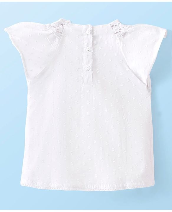 Babyhug  Cotton Woven Half Sleeves  Top with Frills & Lace Detailing - White