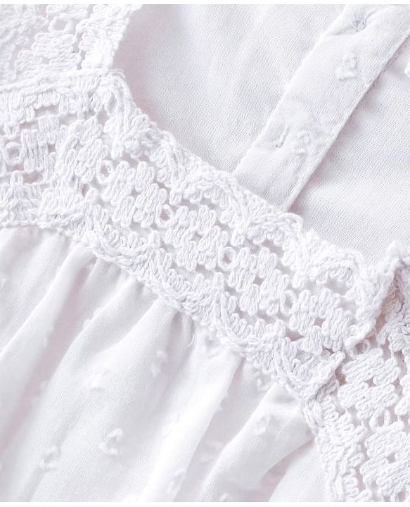 Babyhug  Cotton Woven Half Sleeves  Top with Frills & Lace Detailing - White