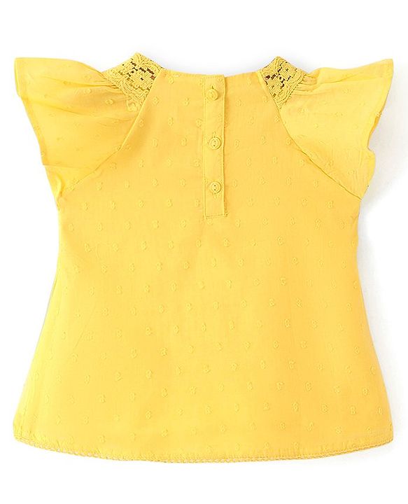 Babyhug Woven Sleeveless Top with Frill & Lace Detailing- Yellow