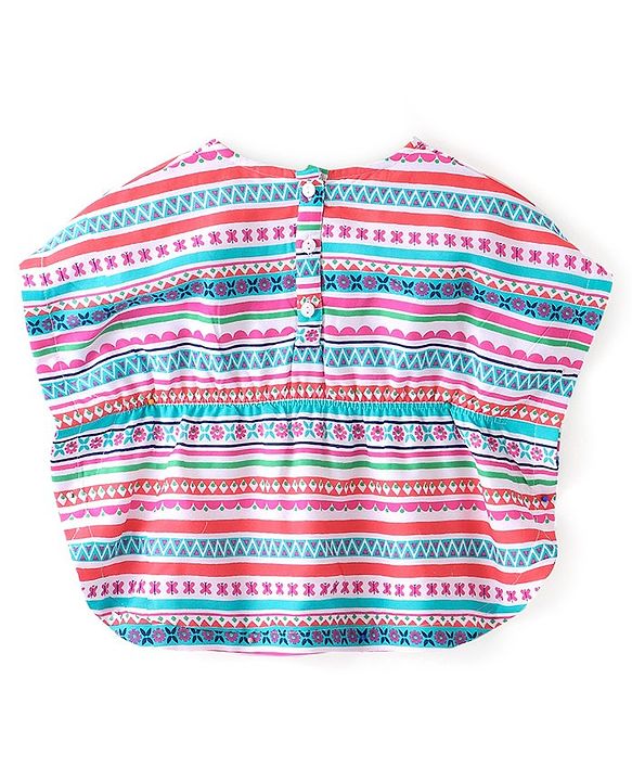 Babyhug Cotton Woven Sleeveless Floral Printed Kaftan Style Top - Pink
