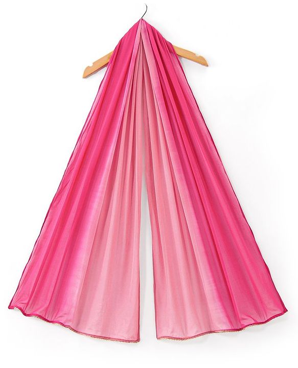 Pine Kids Viscose Woven Half Sleeves Chanderi Lehenga Choli Set with Dupatta Set & Floral Embroidery -  Pink