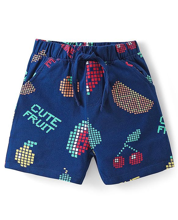 Babyhug Single Jersey Knit Half Sleeves Night Suit with Watermelon Print - Navy Blue
