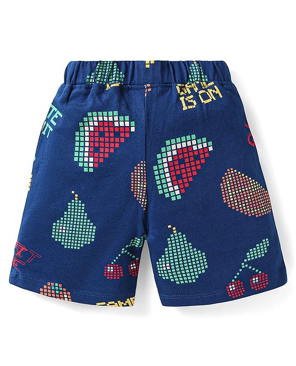 Babyhug Single Jersey Knit Half Sleeves Night Suit with Watermelon Print - Navy Blue